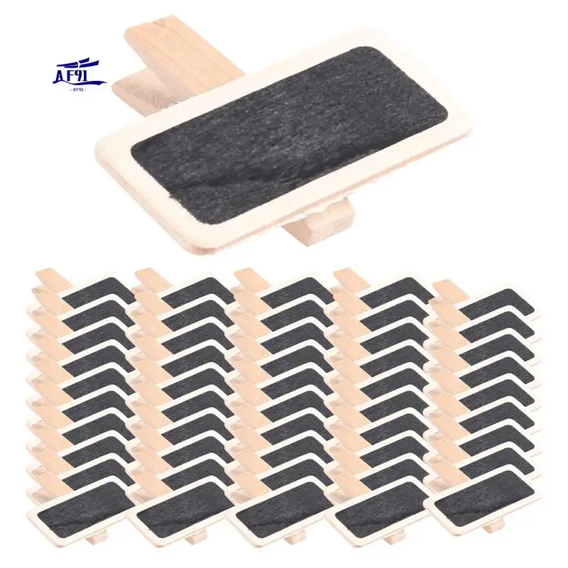 AF91-50 Mini Blackboard Wood Message Slate Rectangle Clip Clip Panel Card Memos Label Brand Price Place Number Table