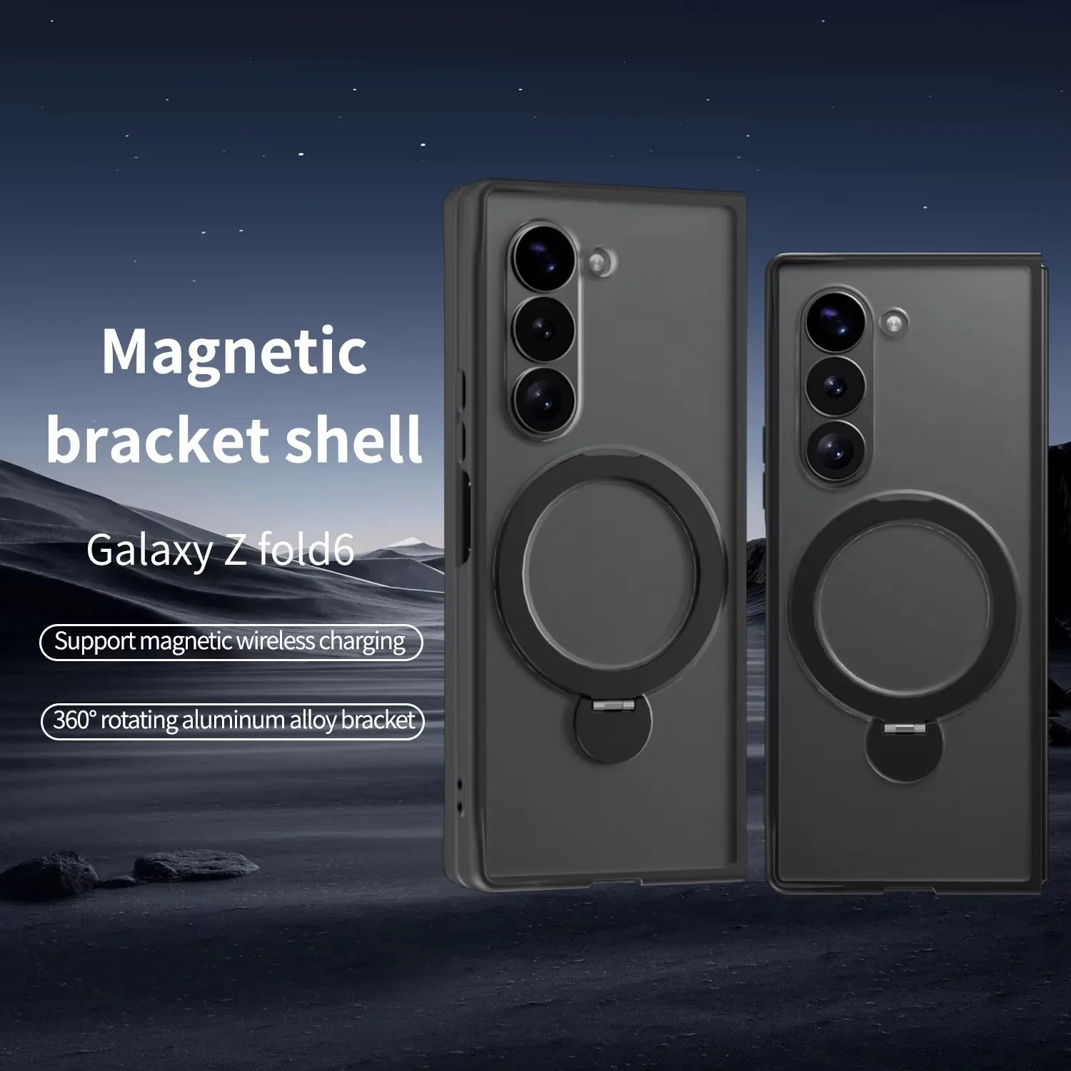 

For Samsung Galaxy Z Fold 6 5 4 With Stand Phone Holder Shockproof Hard Cover PC+TPU Magnetic Slim Phone Case Ring Holder