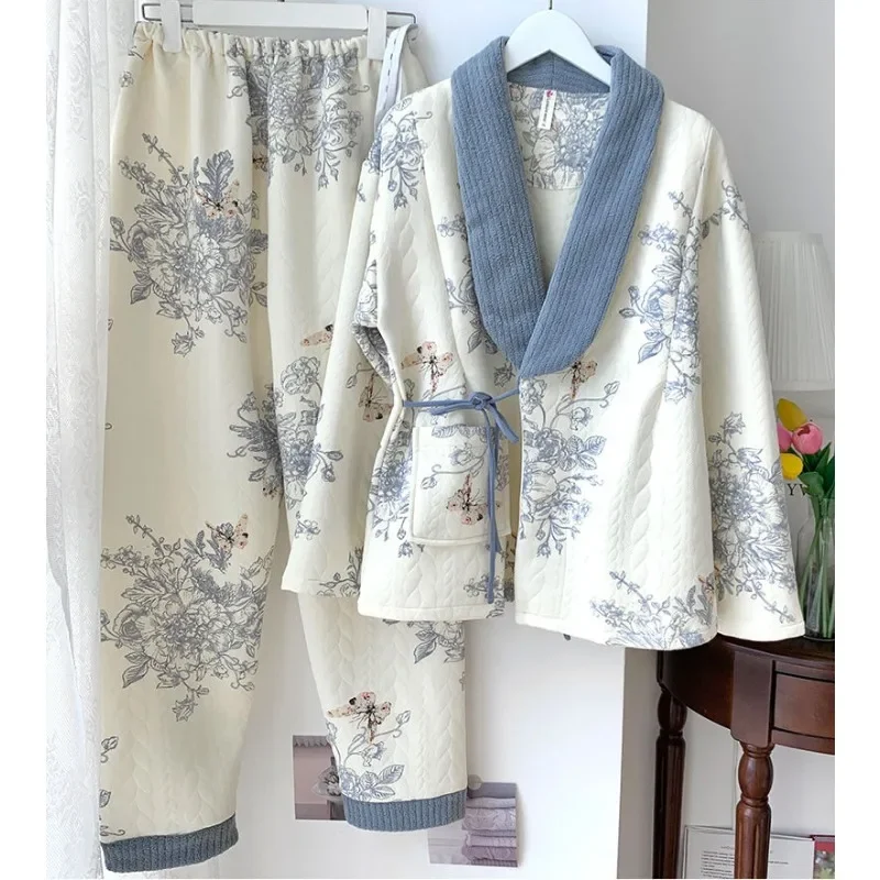 Air Cotton Female Nursing Clothes Autumn Winter Postpartum Nursing Two-piece Cotton Women Pajamas Spring V-neck Warm Homewear