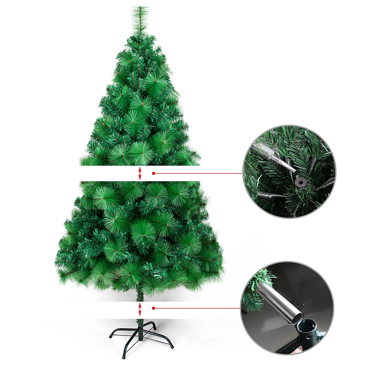 Artificial Christmas Tree Fir Tree 180CM Metal Stand Lace PVC Christmas Tree for Christmas Decoration Reusable