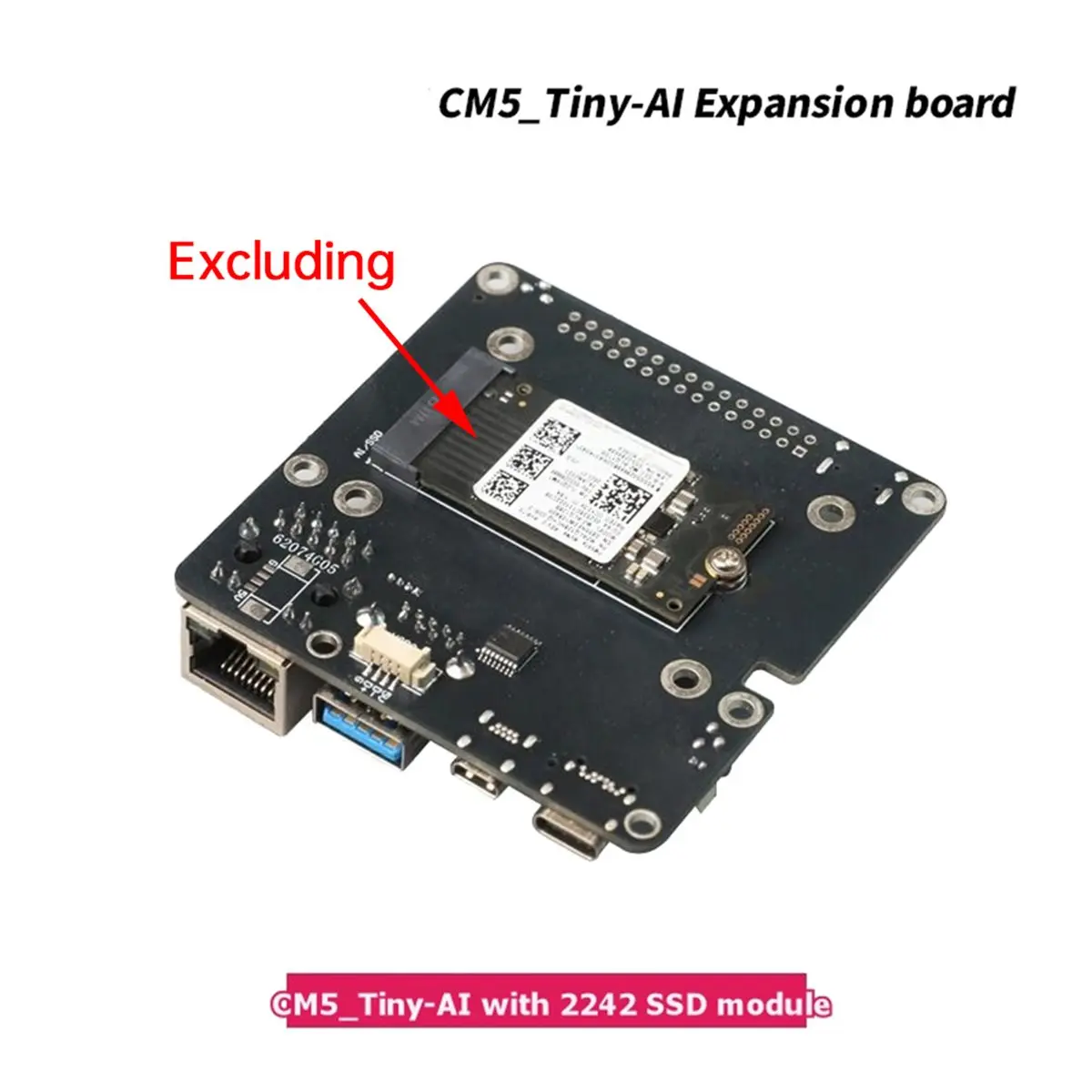 For CM5 Tiny AI Expansion Board with CNC Case USB3.0 Gigabit Ethernet Interface Supports Halio Al NVMe SSD