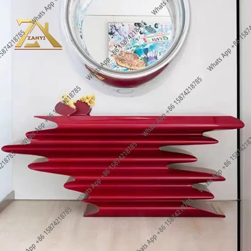 H Designer FRP Front Desk Art Corridor Italian Light Luxury Entrance Decorative Table Lobby End View Table Customization
