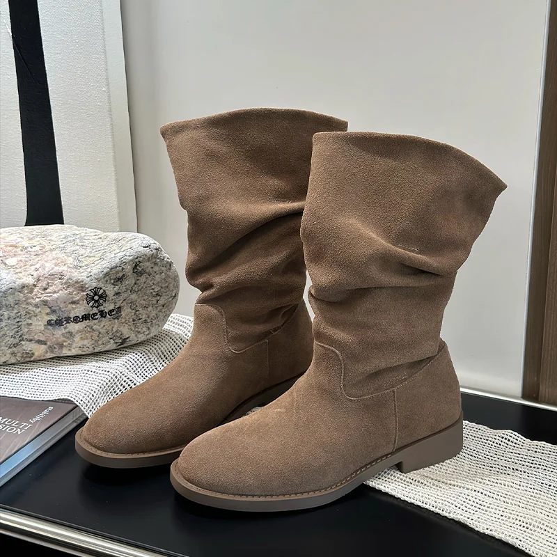 

Flats Women's Ankle Boots Fashion Suede Chelsea Winter Shoes 2025 Designer Gladiator Gothic Boots Walking New Trend Mujer Botas