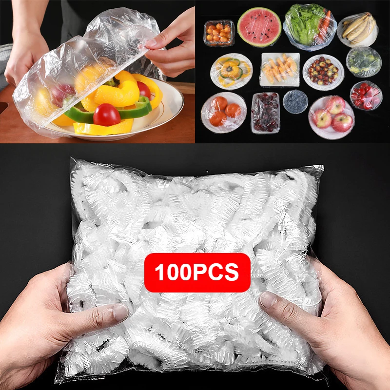 

100PCS Reusable Food Wrap Storage Covers Bags for Bowl Elastic Plate Silicone Lid Cover Kitchen Fruit Plastic Fresh-keeping Seal