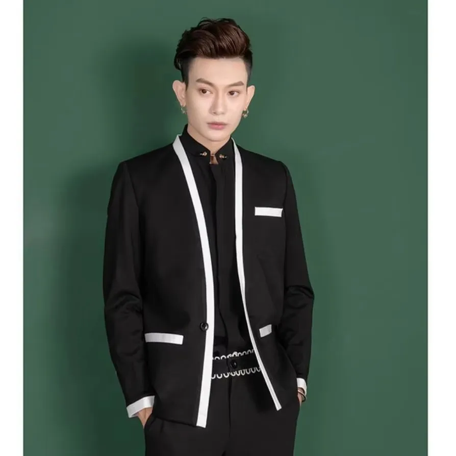 XS-6XL novo 2025 roupas femininas masculinas caminhada mostrar blazer modelo colorido combinado sem gola pequeno terno jaqueta plus size costomes
