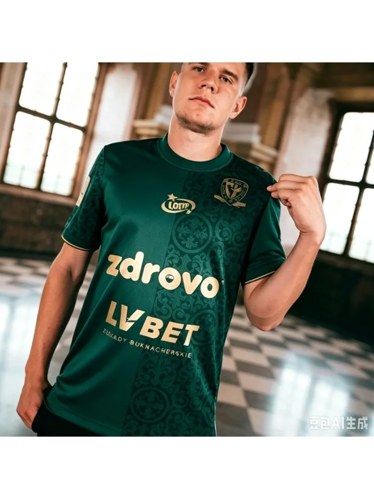 Nowości Polska Śląsk Wrocław Koszulka Piłkarska Oddychająca Polńska Męska Koszulka 3D Dla Fanów Sportu Koszulka Piłkarska Dopasowane Stroje Rodzinne — 2