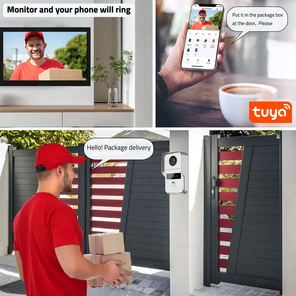 TUYA Wifi Video Doorbell System 1080P Doorphone Door RFID Unlock Camera 7 Inch 2 LCD Touch Screen, Video Intercom Access Control
