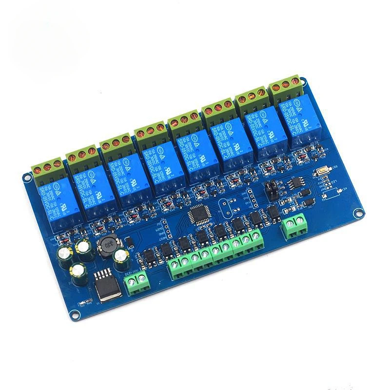 Modbus RTU 8 Relay Module RS485/TTL UART 8 Inputs 8 Outputs