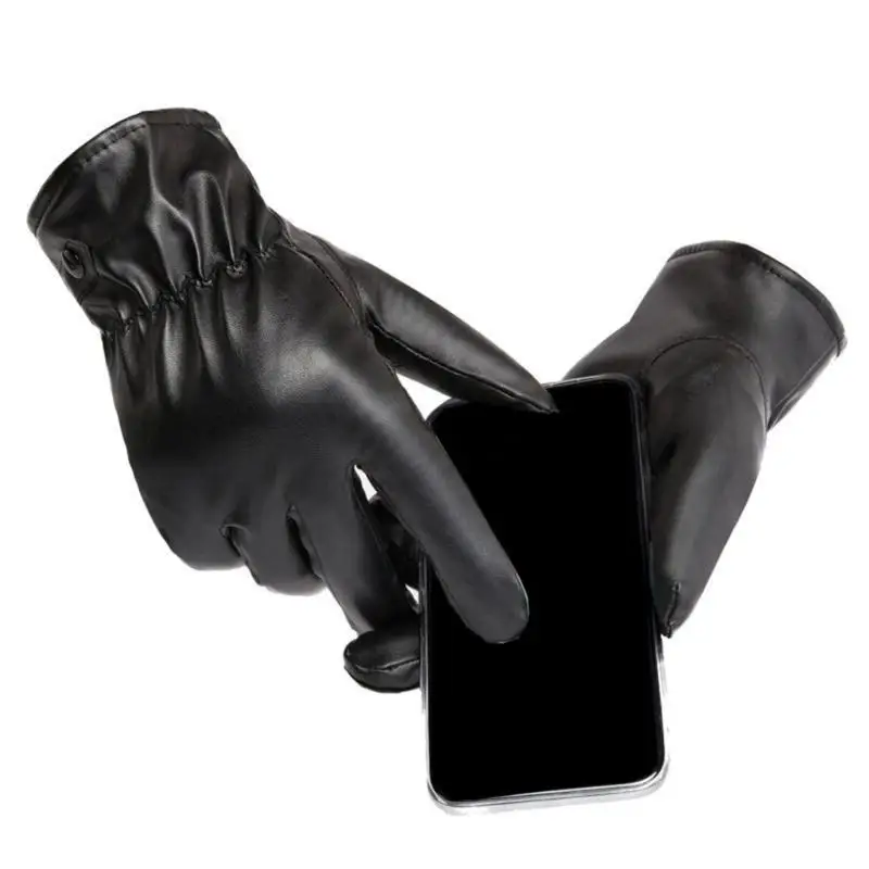 

39BD Cycling Gloves Fleece Lining Touchscreen Driving Gloves Women Men Leather Gloves