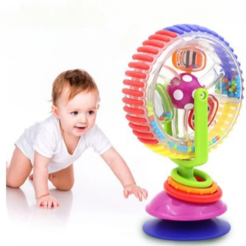 Cute Rotating Ferris Wheel Toy w/ Sucker Baby Soothing Stimulating Entertainment Tools Rattle Clank Puzzle Early Educational Toy