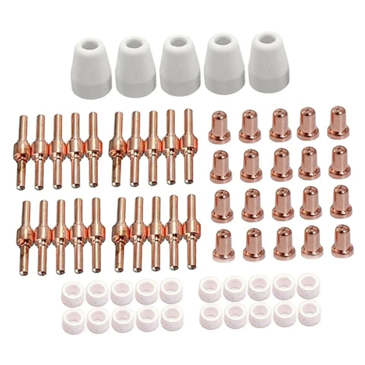 A24I 65Pcs Plasma Cutter Tip Electrodes Cup Kit Cut Electrode 40 Nozzles Kit
