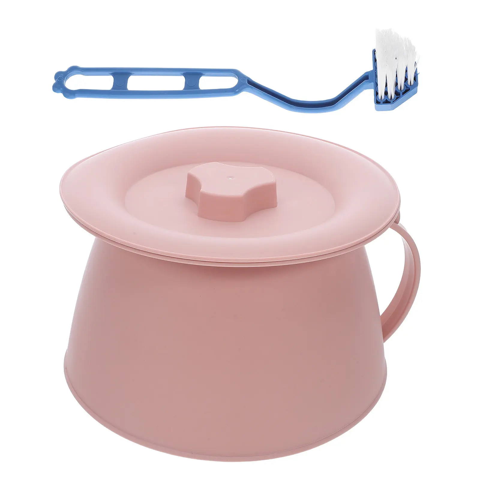 

Portable Potty Toilet Covered Urinal Durable Plastic Lid Cleaning Brush Elderly Children Hospital Night Use Bedside Pot