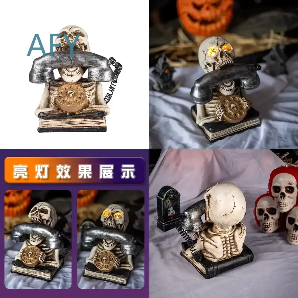 Halloween Glowing Skull Phone for iPhone Samsung Android Halloween Decor Halloween Party Supplies Glow in Dark Skull