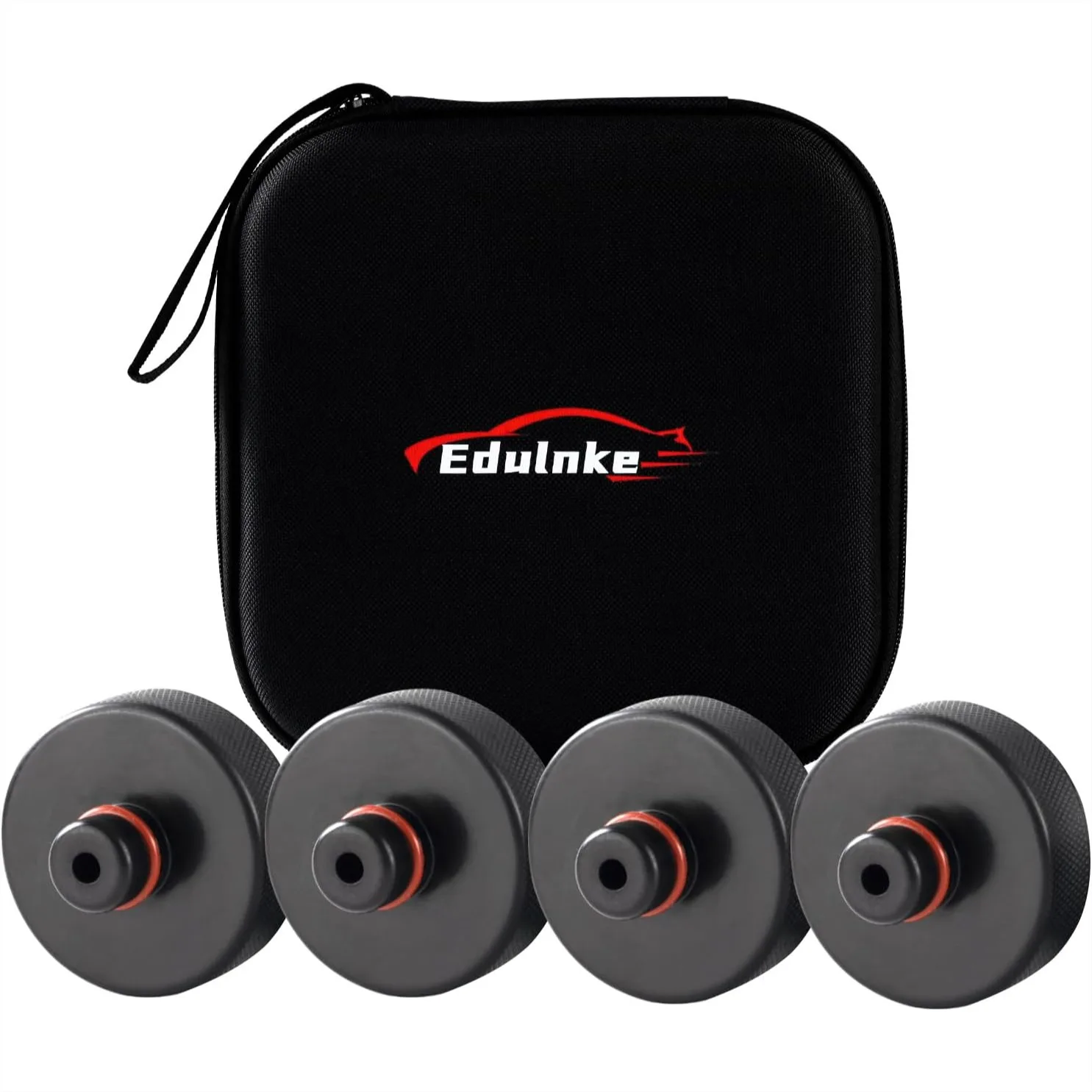 

Sturdy Rubber Lift Pucks for Tesla Model 3/Y/S/X 2016-2026 with Protective Ring