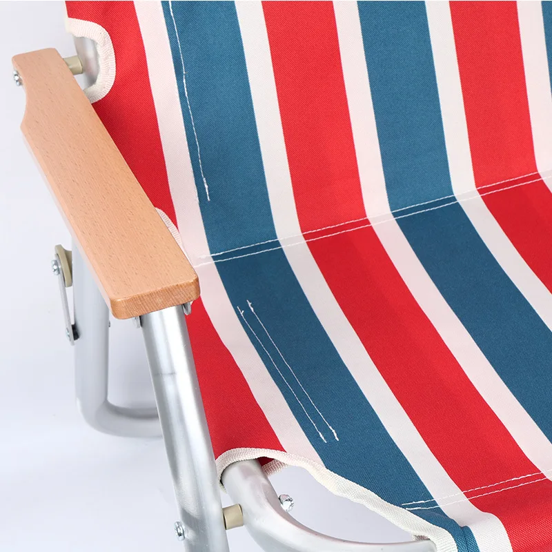 Red and blue striped short outdoor camping equipment supplies folding chair casual multi-functional backrest chair