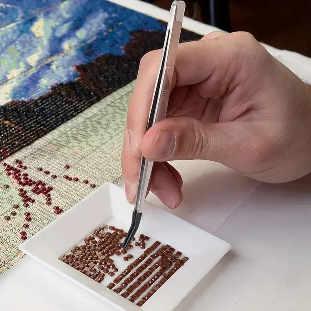 4 szt. Pęsety z powłoką antypoślizgową, końcówki ze stali nierdzewnej do przedłużania rzęs, naklejek, scrapbookingu, rękodzieła i hobby.