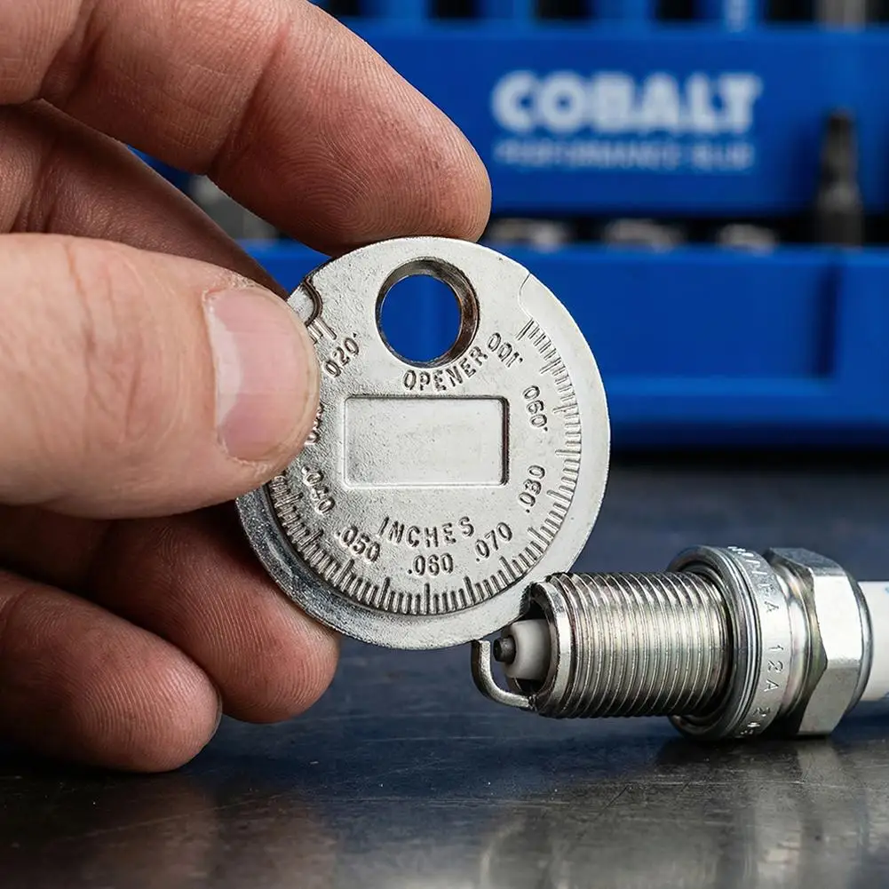 Spark Plug Gap Tool Dual Scale Measurement Alloy Steel 4cm Diameter Built-in Adjuster Car Accessories ﻿