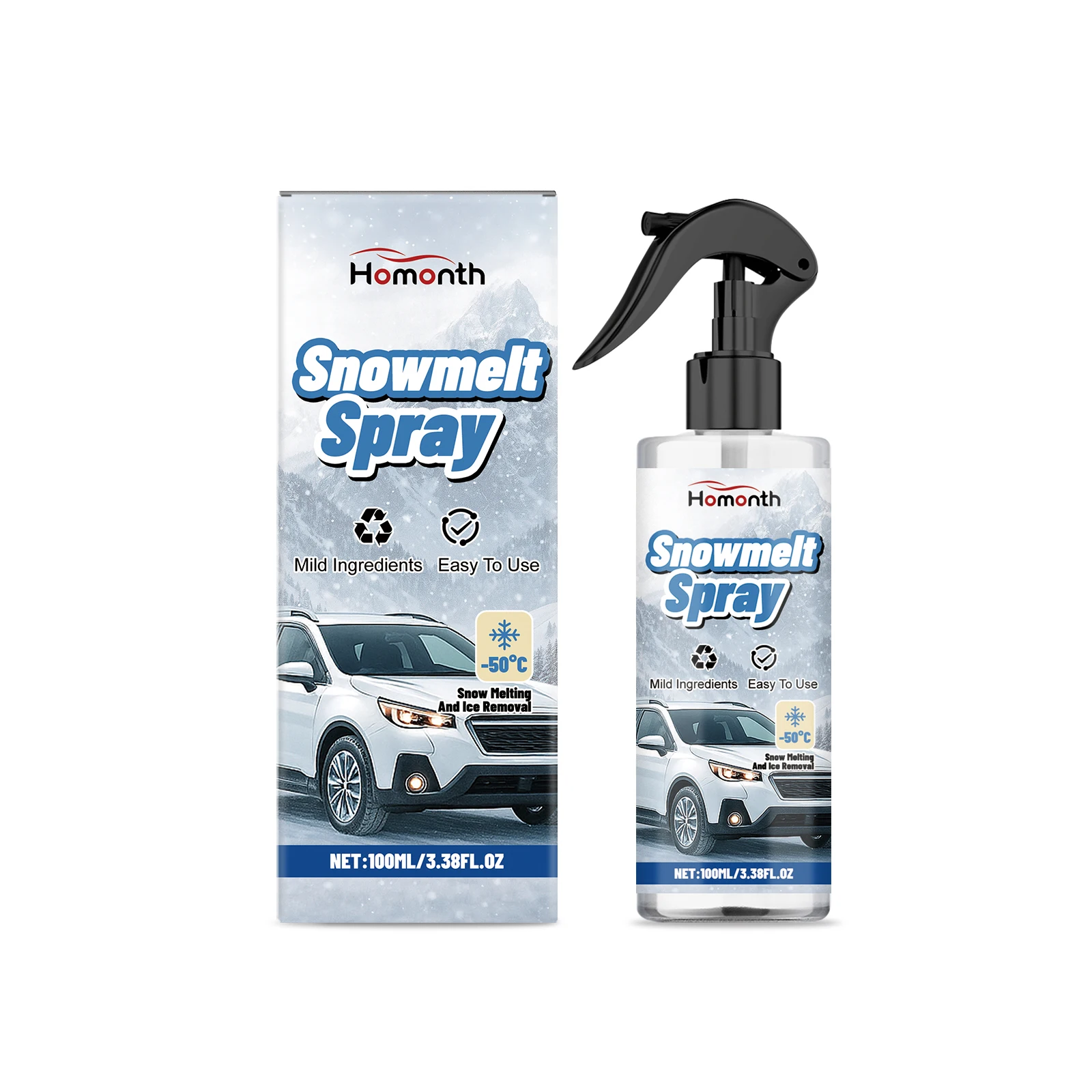 Homonth Car De-Icing Spray - Quickly Melts Frost in Cold Weather, Suitable for Car Windows and Refrigerator Glass Surfaces