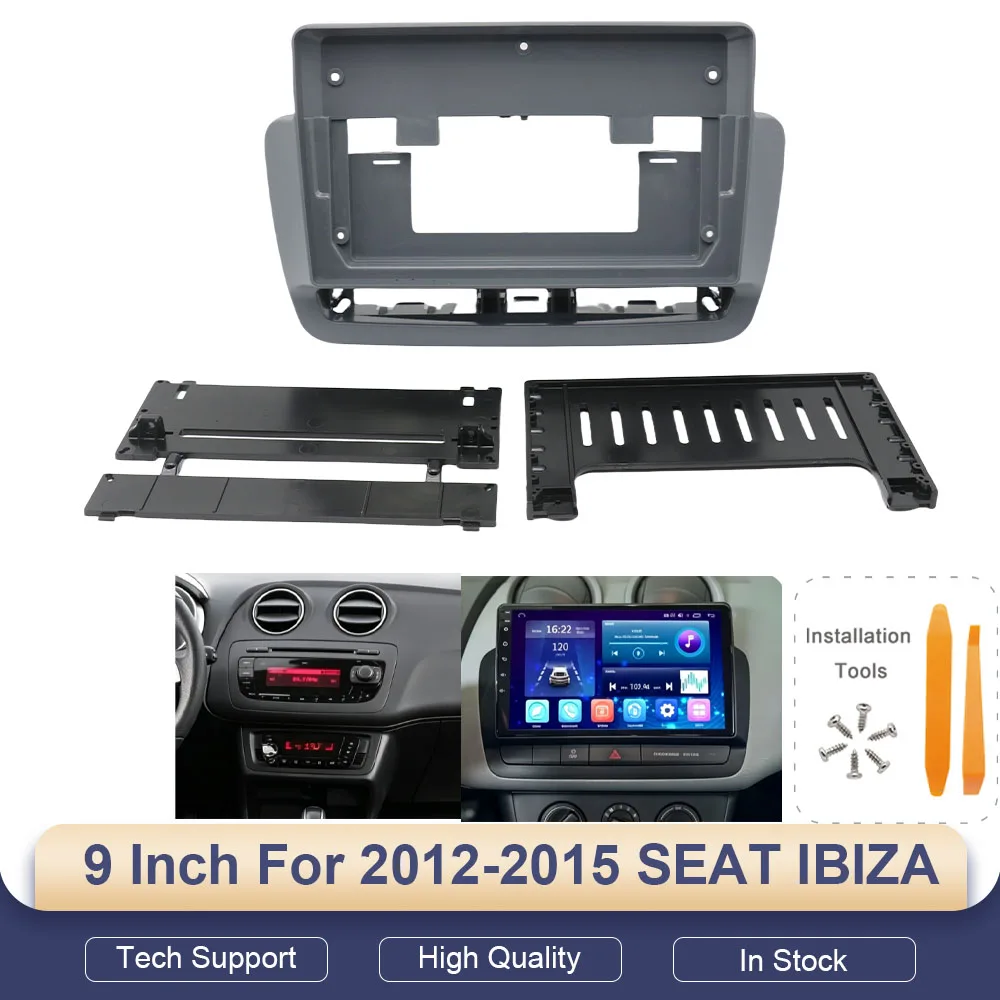 For 2012-2015 SEAT IBIZA (9INCH) Car Radio Fascias Android GPS MP5 Stereo Player 2 Din Head Unit Panel Dash Frame Installation T