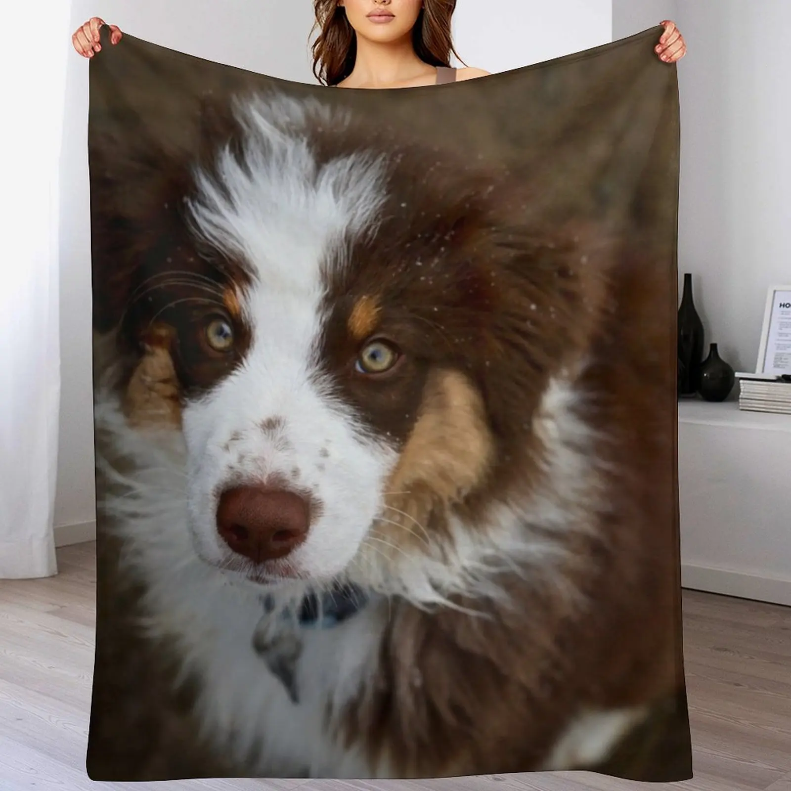 Australian Sheppard Puppy Throw Blanket Outdoor Soft Blanket for Picnic Beach Camping