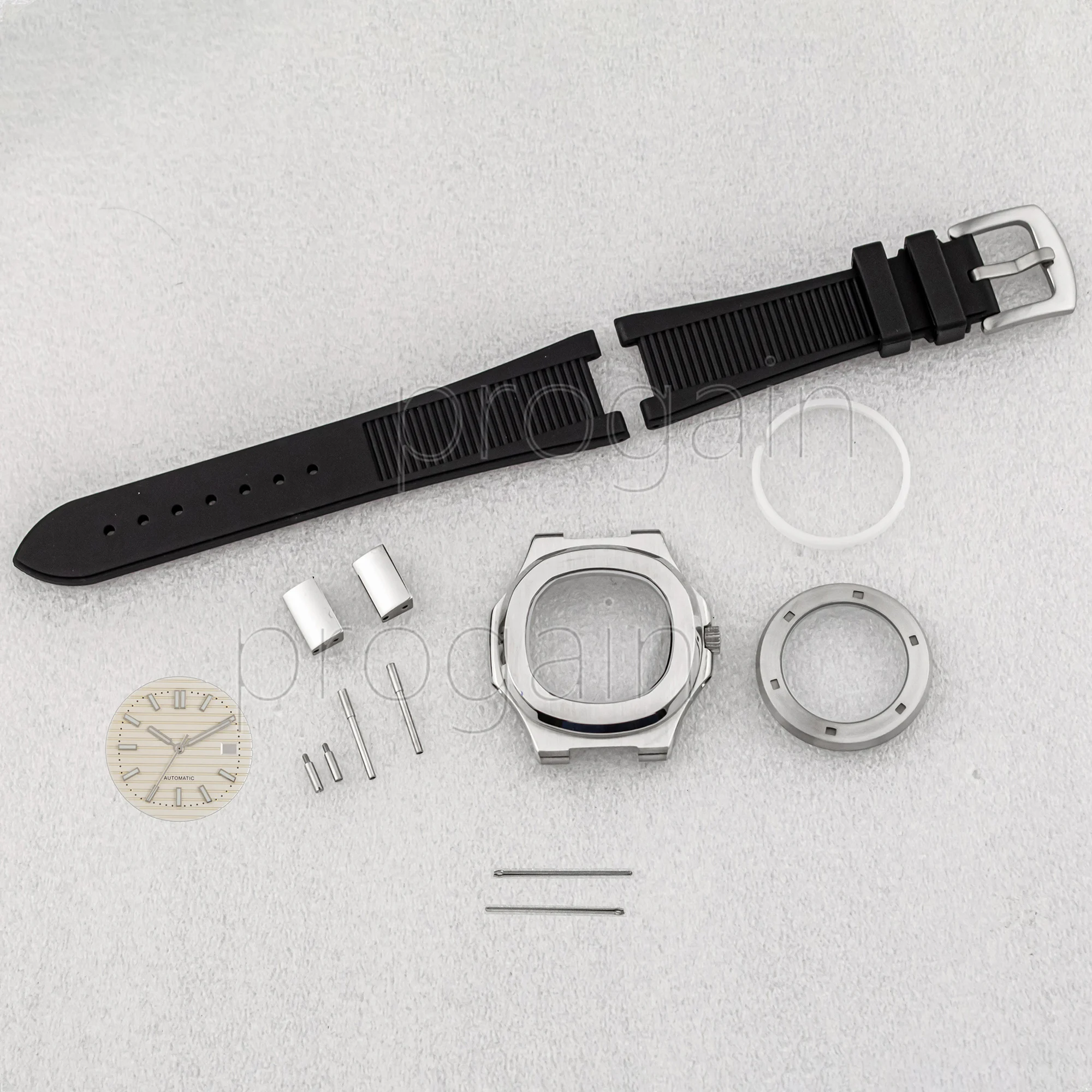 Correa de goma para caja NH35, puntero de esfera luminosa Nautilus, pieza de Mod de acero inoxidable para accesorios de movimiento mecánico