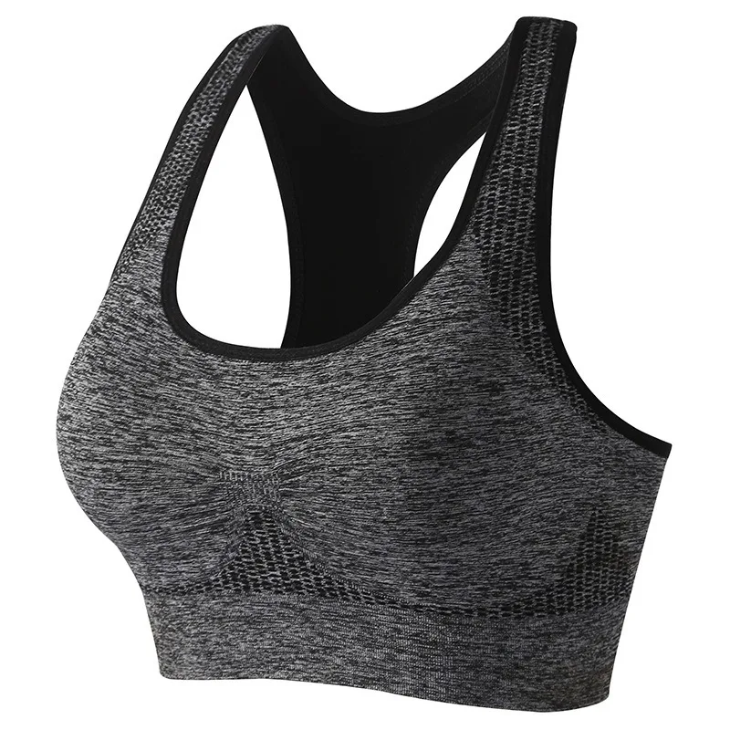 Women Seamless Racerback Yoga Sports Bra Shockproof Breathable Quick Dry Workout Wirefree Push up Bralette Fitness Sportswear image 2