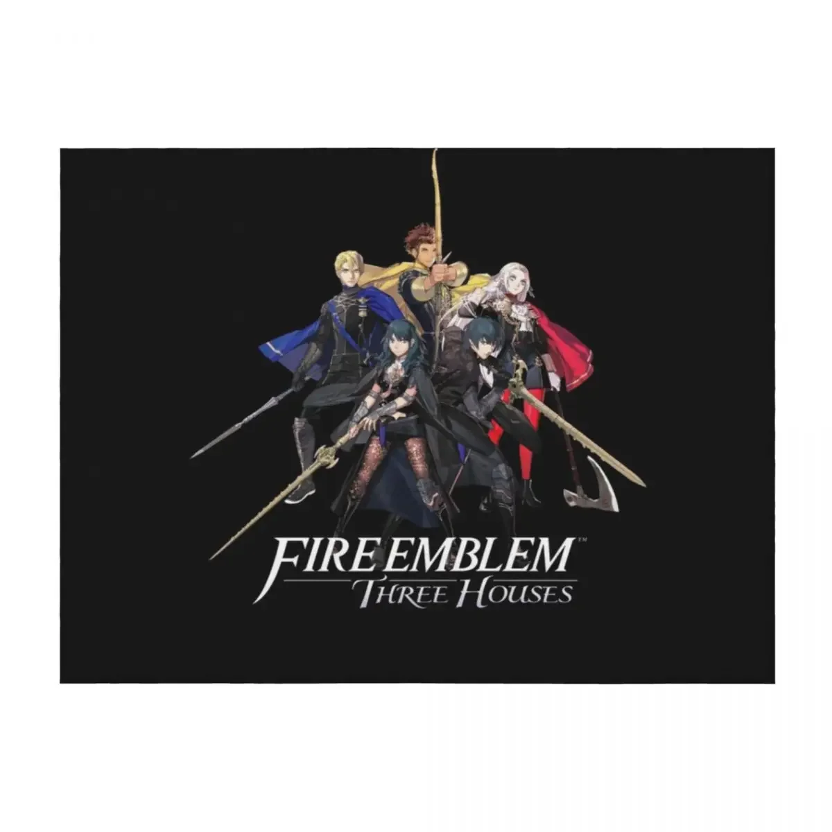 

Fire Emblem: Three Houses - House Leaders and Byleth (Male + Female) Throw Blanket Flannel Bed linens manga Picnic Blankets