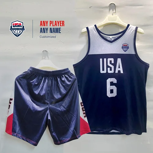 미국 농구 저지 2024 카레 조끼 및 반바지 세트, 빠른 건조 통기성 원단, 모든 플레이어용 맞춤 제작 가능