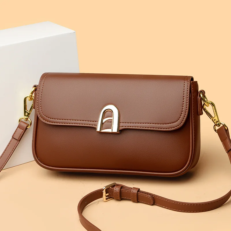 

Винтажная сумка через плечо с замком, женская потертая кожаная компактная сумка, ретро-дизайн, кофейный бег, готовая система в стиле художника