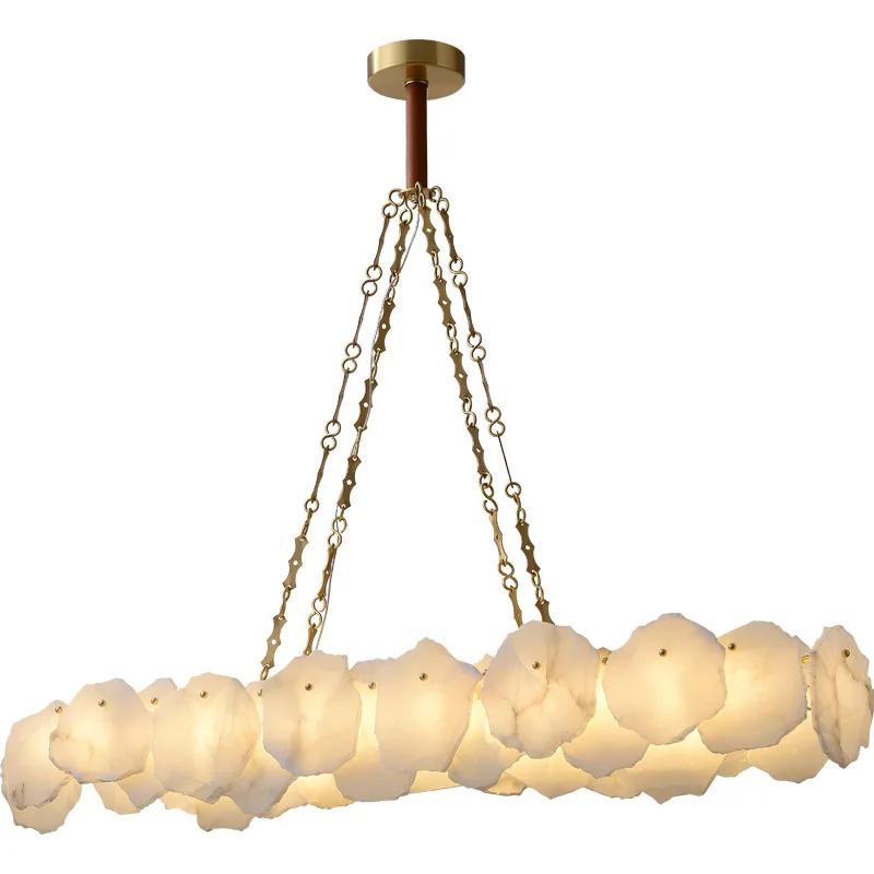 Lámpara colgante LED de mármol Natural Real para decoración de comedor, accesorio de luz moderno, candelabro de Lustre, decoración de lujo para el