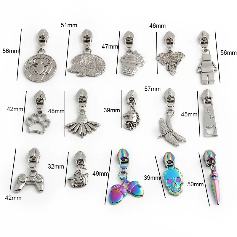 10/30PCS Dragonfly Shape 5# Nylon Metal Zipper Slider For Sewing Clothes Bags Zip Head Puller Repair Kit Accessories