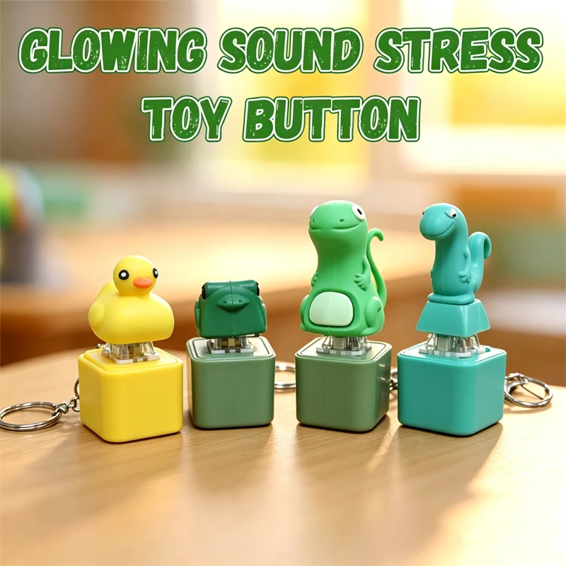 Rechargeable Fidget Toy Keychain with Sound and Light Cute Cartoon Animal Stress Relief Backpack Pendant Novelty Birthday Gift