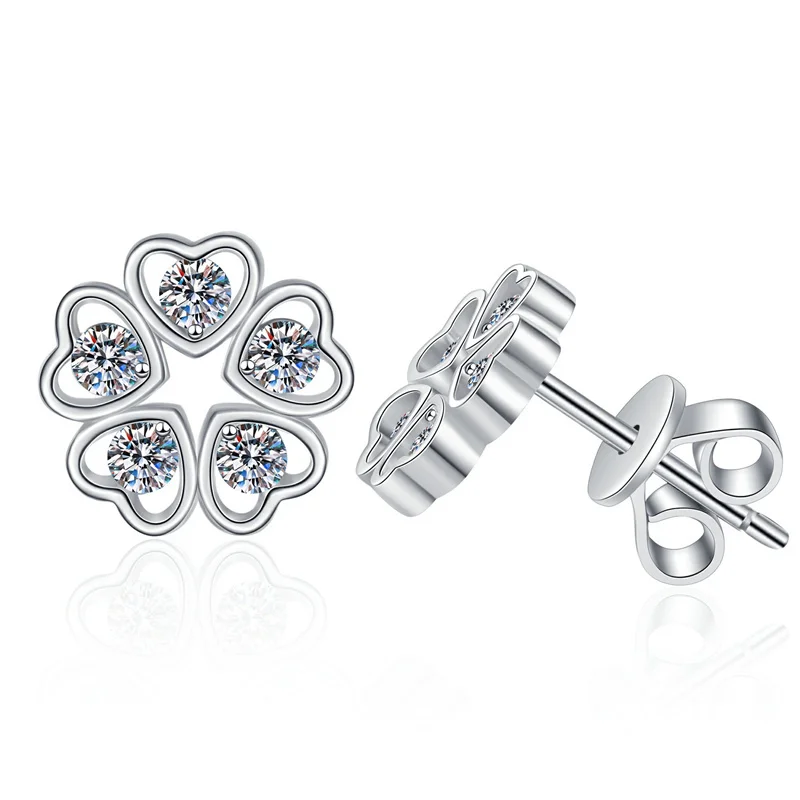 

ZFSILVER модные серьги из серебра 925 пробы с муассанитом 0,5 карата, классические изысканные серьги с сердечками и цветком для очаровательных женщин, аксессуары, ювелирные изделия, подарок E254