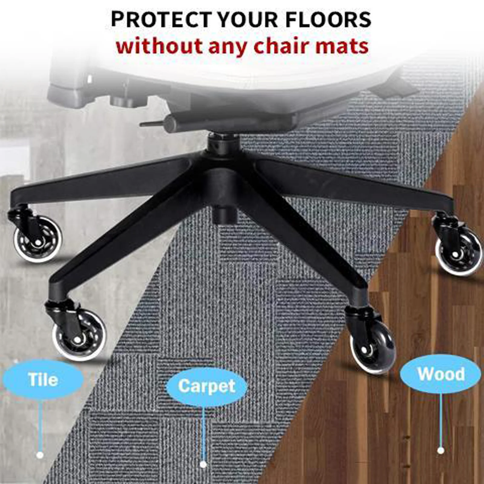 Office chair wheels replacement rubber chair casters are suitable for hardwood floors and carpets are suitable for chair