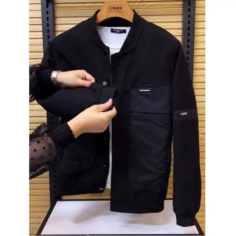 Spring Autumn Men Clothing Bomber Jacket Military Motorcycle Jackets Patchwork Coats Long Sleeve Zipper Slim Stand Collar New - Image 4