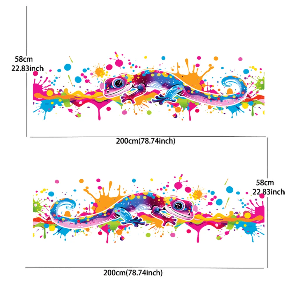 2Pcs Colored Gecko Splash Car Sticker Full Body Decoration Covering Scratches Protect Car Sticker Waterproof Car Vinyl Wraps