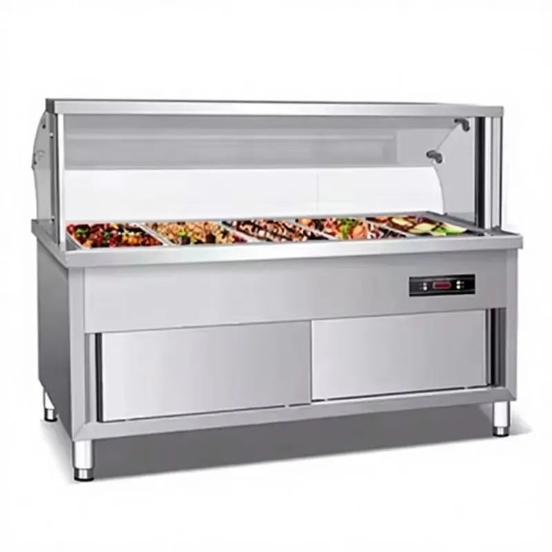 Customizable Commercial Stainless Steel Insulated Food Service Counter 200L Capacity Glass Sliding Door Automatic Thermostat