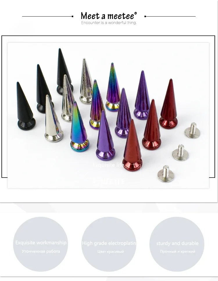 5/10/20Pcs Meetee Metal Punk Rivets Screwback Cone Studs Spikes for Leather Crafts Garment Rivet Bag Decor Nails DIY Accessories