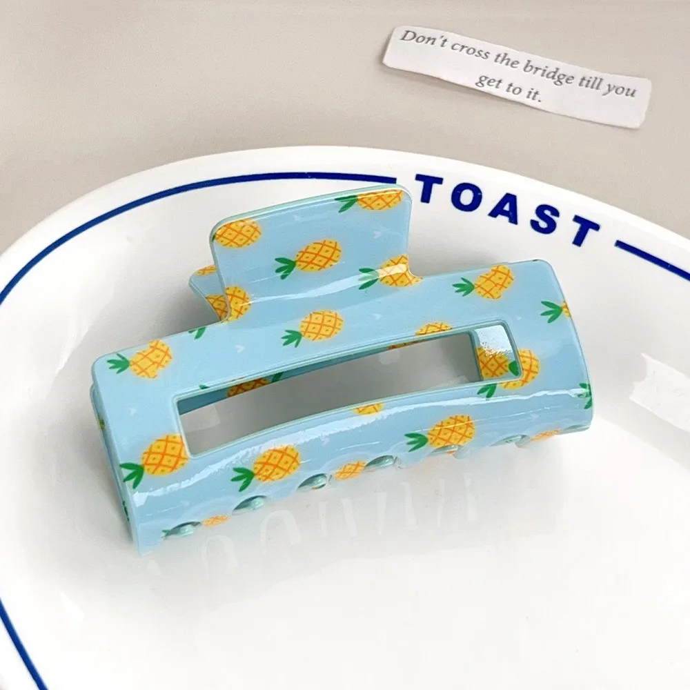 

Cherry/Watermelon Fruit Series Crab Clip Square Lovely Geometry Hair Claw Colorful Hollow Acetic Acid Shark Clip Lady/Girls