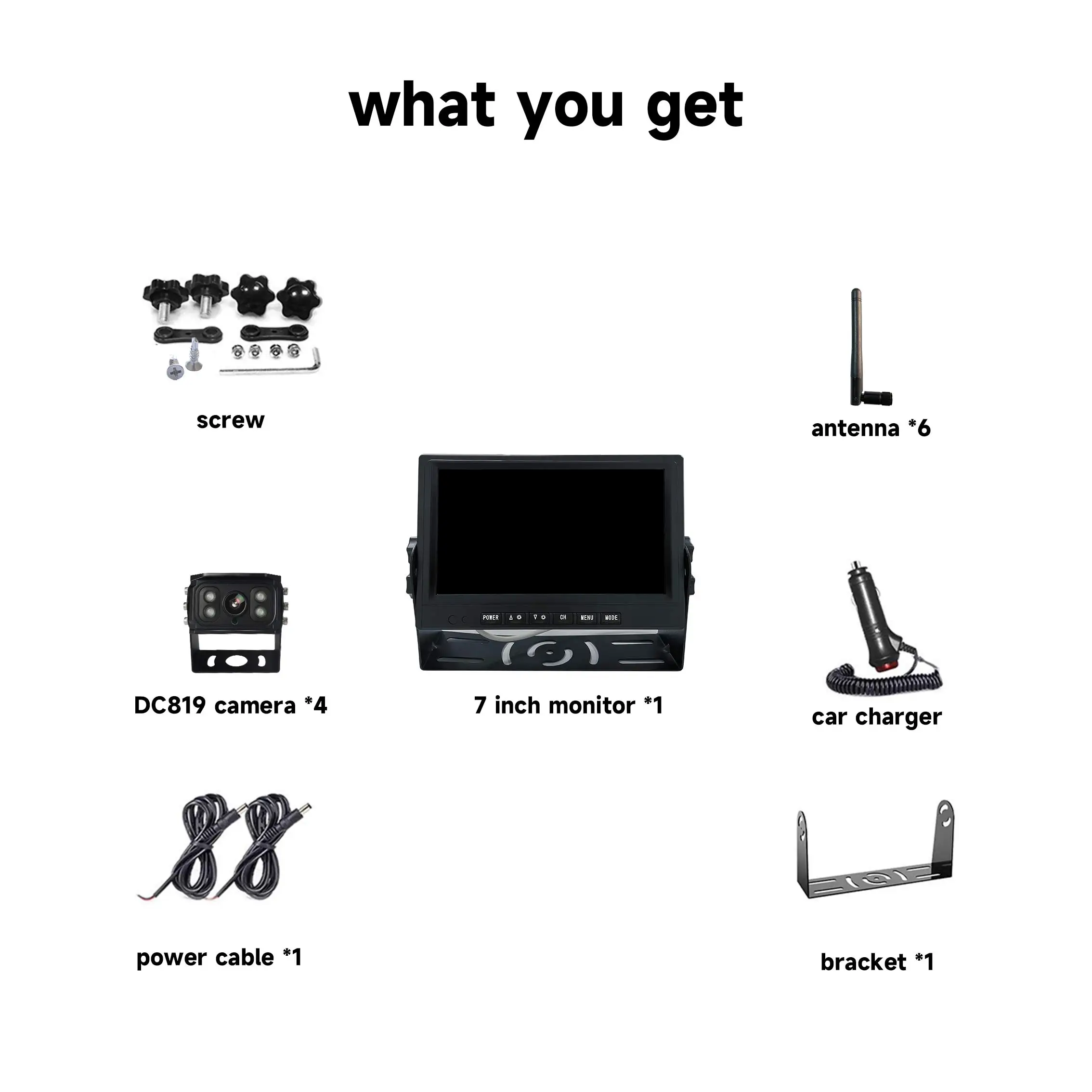 Monitor IPS HD wireless da 7'' con kit di sistema DVR per telecamera con connessione remota wireless 2.4G più BSD