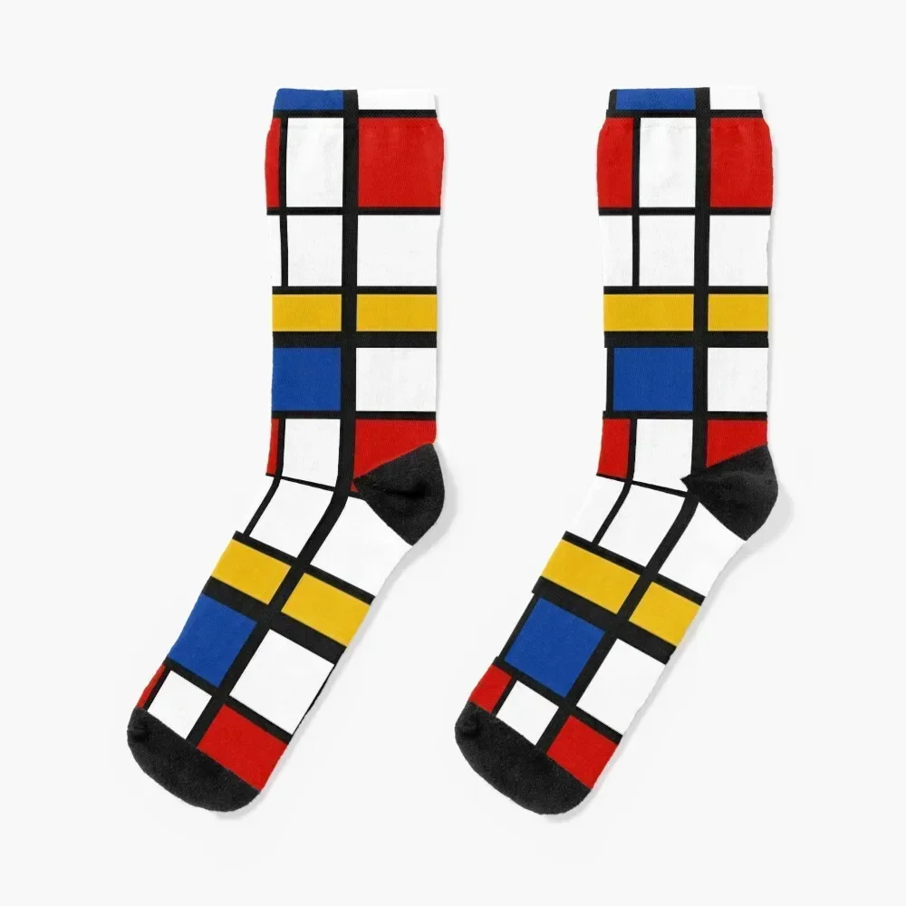 De Stijl #1 (Mondrian Inspired) Socks japanese fashion cotton warm winter essential Socks For Girls Men's