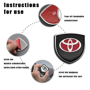 Pro Toyota Prius Corolla Yaris Camry Auris Rav4 Prado Fortuner 3D kovové samolepky na blatníky a kufry, odznak, emblém, nálepka, příslušenství 6 nejlepší prodej Černý znak Toyoty Prado - №2