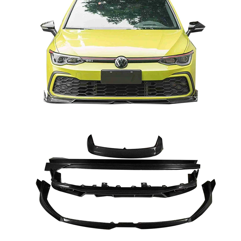 

High Quality Dry Carbo Fiber Front Lip Diffuser Side Skirts for Volkswagen Golf 8 GTI VIII MK8 Perfect Fitment