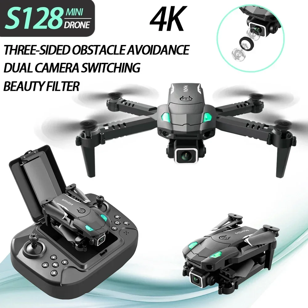 New S128 Mini Drone 4K Professional HD Camera switching Three Obstacle Avoidance Air Pressure Fixed Height Foldable Quadcopter