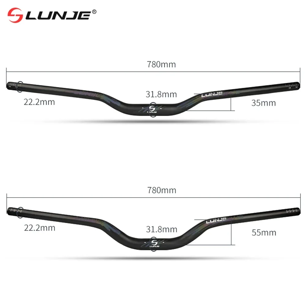 LUNJE Mountainbike-Lenker Dayan Speed Drop Off Road 35/55 High 780 mm reflektierendes Etikett, geeignet für AM/DH/XC Offroad-Fahren