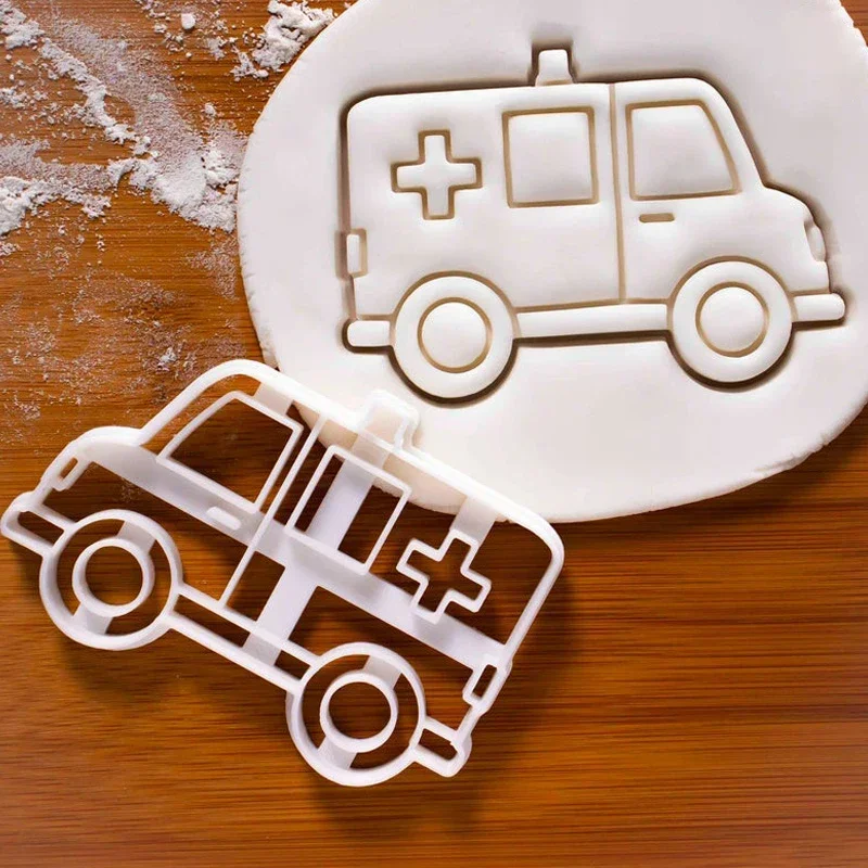 Cartoon Engineering Car Fire Truck Ambulance Tractor Cookie Mold Fondant Icing Biscuit Cutter Mold Butter Cookie Embosser Mold