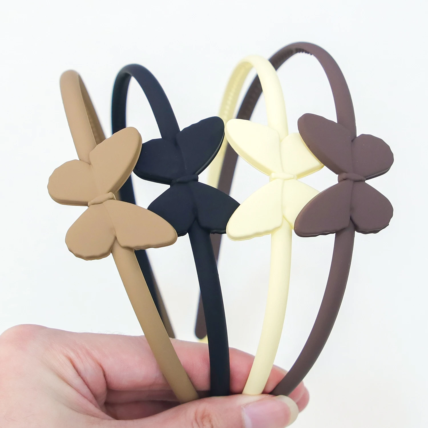 4/8pcs Matte Solid Color Butterfly Shaped Thin Hair Band For Girls Cute Leisure Hair Hoops For Kids Women Hair Accessories