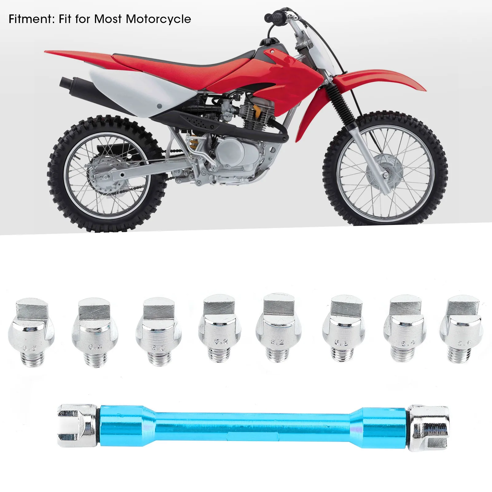 Kunci Pas Jari-jari Ujung Keras Sepeda Motor Kunci Pas Jari-jari Sepeda Motor Set Kunci Pas CNC 5.0 ‐ 6.8 Panjang 93Mm/3,7 Inci untuk Sebagian Besar Sepeda Motor