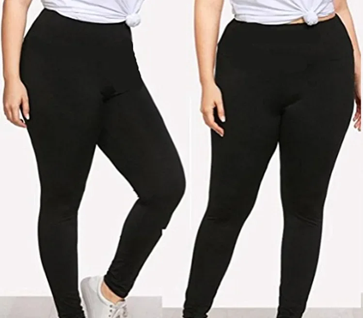 80-175kg Extra large size women leggings spring summer black super stretch ice silk nine-point Jeggings pencil pants Femme