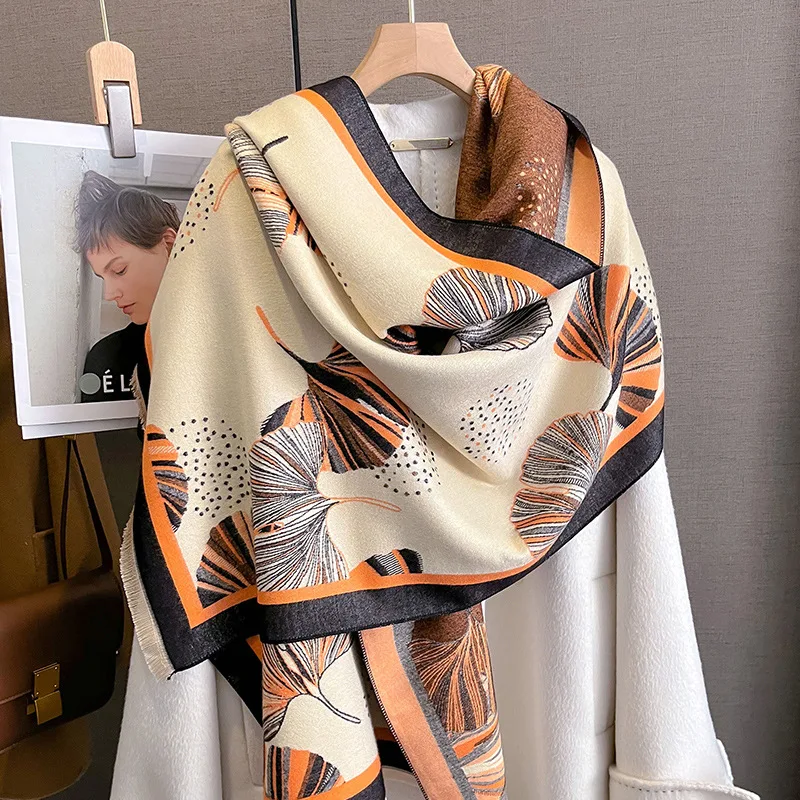 Winter Cashmere Scarf Pashmina Shawls Luxury Print Women Warm Blanket Wraps Female Foulard Brand Thick Hijab Stoles